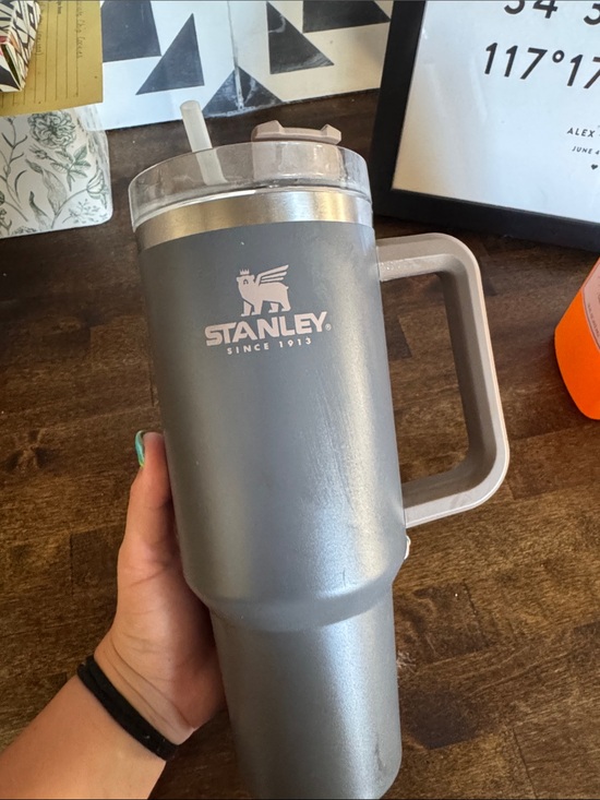 Stanley Other - Stanley Gray Travel Tumbler with Handle and Clear Lid
